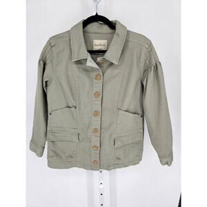 AnyBody Womens Sz SP Petite Stretch Twill Utility Jacket in Sage Green
